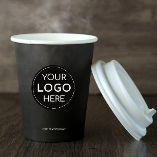 Business Logo black modern professional 8oz Paper Cups