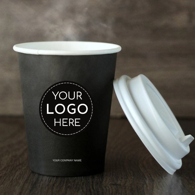 Business Logo black modern professional 8oz Paper Cups (Creator Uploaded)
