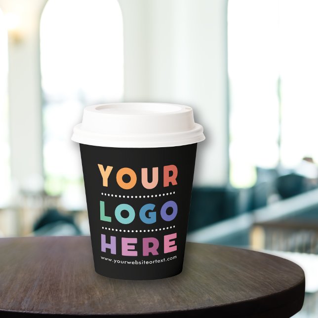 Business Logo Black Modern Professional Stylish  Paper Cups (Creator Uploaded)
