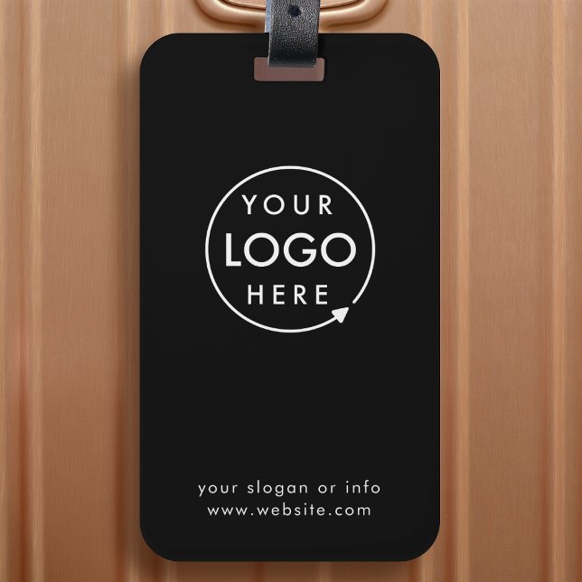 Business Logo | Black Modern Professional Travel Luggage Tag (Creator Uploaded)