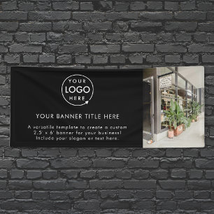 Business Logo   Black Modern Promotional Photo 6' Banner