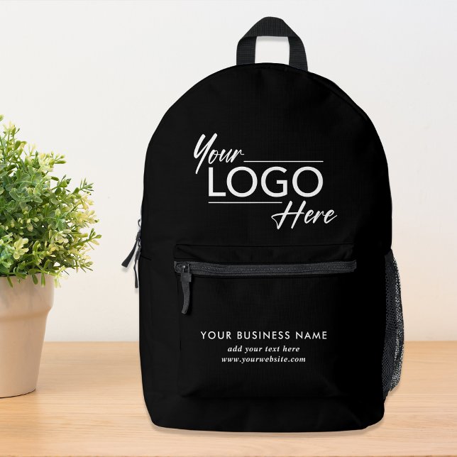 Business Logo Black Printed Backpack (Creator Uploaded)