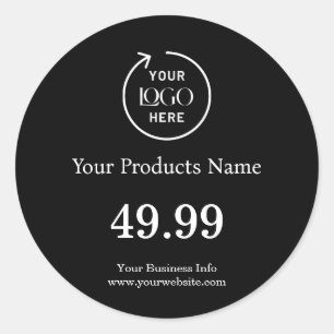 Business Logo   Black Product Price Tag Sticker