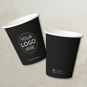 Business Logo black promotional business 8oz Paper Cups