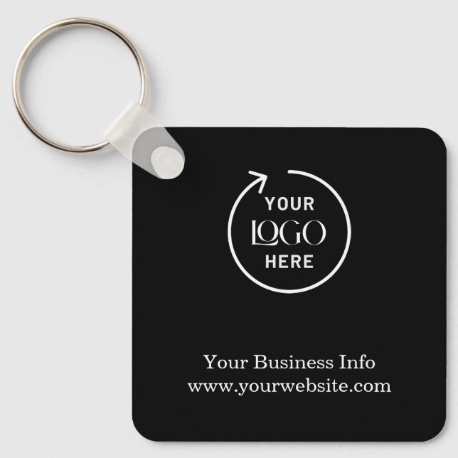 Business Logo Black | Promotional Minimalist  Key Ring (Front)