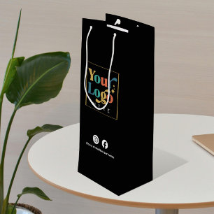 Business Logo Black Promotional Paper Wine Gift Bag
