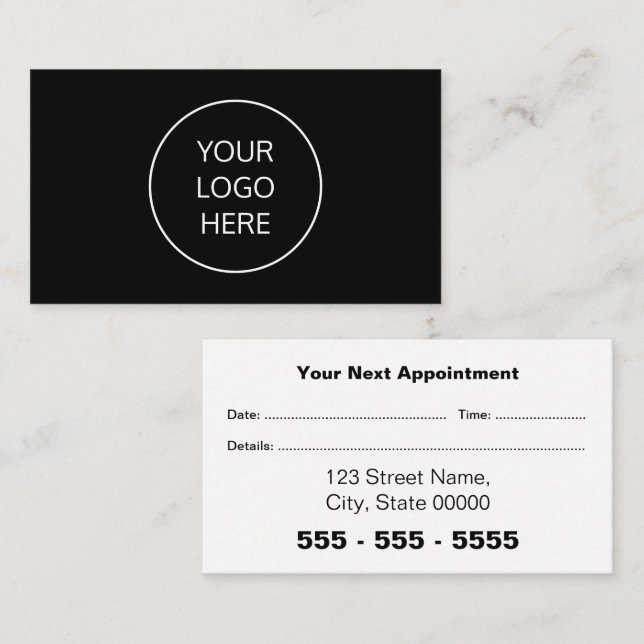 Business Logo Black White Appointment Card (Front/Back)