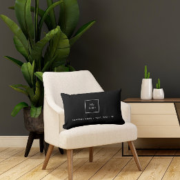 Business logo black white elegant lumbar cushion
