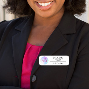 Business logo black white employee magnetic name tag