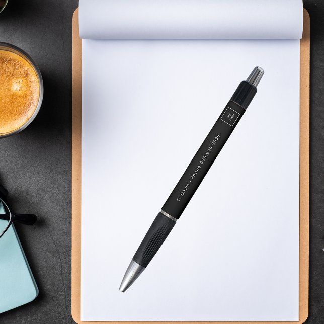 Business logo black white name phone  (Creator Uploaded)