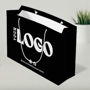 Business Logo Black White Promotional Paper  Large Gift Bag