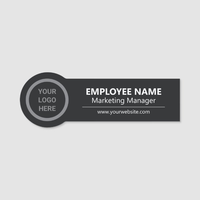 Business Logo Black & White Staff Identification Name Tag (Front)