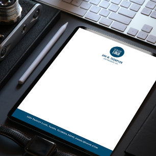 Business Logo Blue and White Simple Custom Letterhead