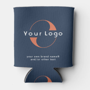Business Logo, Blue Company brand Promotional Can Cooler