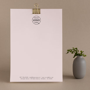 Business Logo Blush Pink Modern Minimalist Custom Letterhead