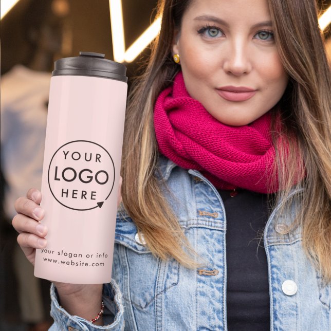 Business Logo | Blush Pink Modern Minimalist Thermal Tumbler (Creator Uploaded)