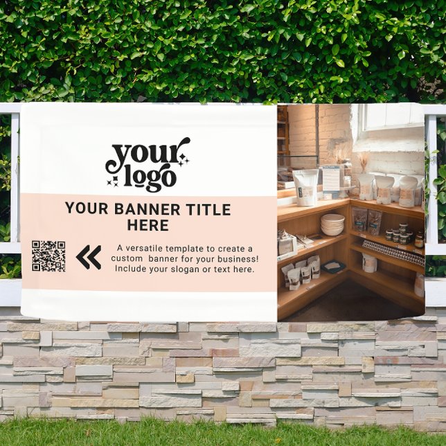 Business Logo Blush Pink Modern QR Code Photo Banner (Creator Uploaded)