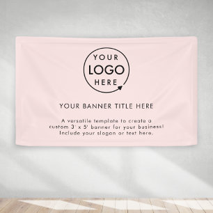 Business Logo Blush Pink Professional 5' Banner