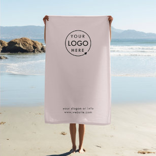 Business Logo   Blush Pink Professional Modern Beach Towel