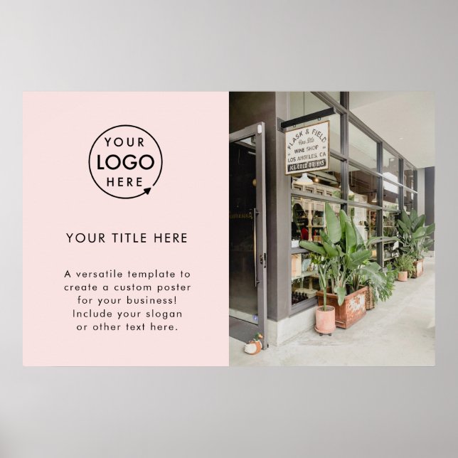 Business Logo | Blush Pink Promotional Photo Poster (Front)
