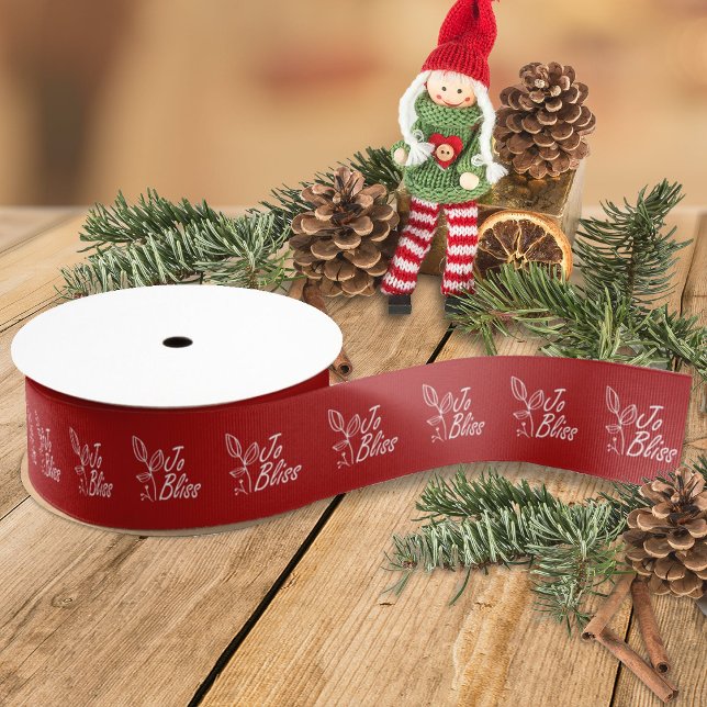 Business Logo, Branded Company Christmas Holiday Grosgrain Ribbon (red ribbon with white business logo, red company holiday christmas gift ribbon, red promotional gift)