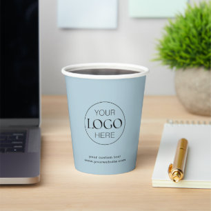Business Logo Branded Pale Aqua Paper Cups