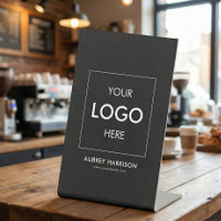 Business Logo Branding Black Pedestal Sign