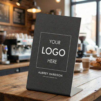 Business Logo Branding Black Pedestal Sign
