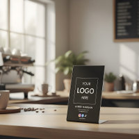 Business Logo Branding Black Pedestal Sign