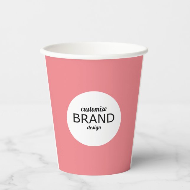 Business Logo Branding Minimalist Blush Pink Paper Cups (Front)