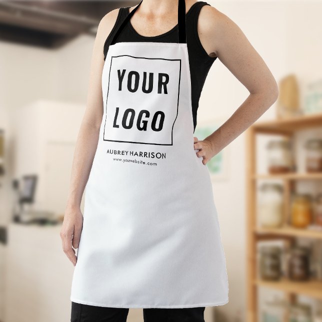 Business Logo Branding White Apron (Creator Uploaded)