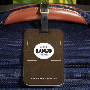 Business logo brown leather promotional gift luggage tag