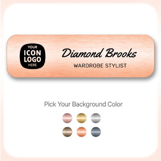 Business Logo Brushed Copper Professional ID Name Tag