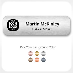 Business Logo Brushed Silver Professional ID  Name Tag