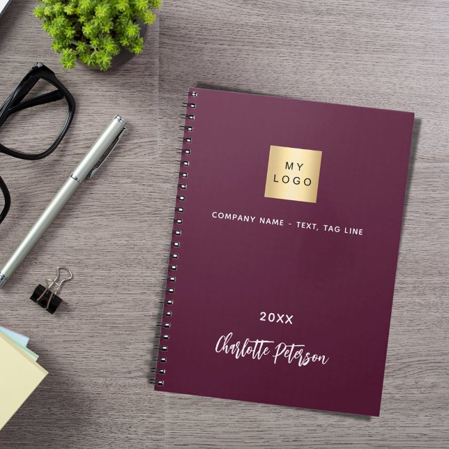 Business logo burgundy elegant notebook (Creator Uploaded)