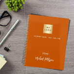 Business logo burnt orange elegant 2024 planner<br><div class="desc">A trendy burnt orange coloured background.  Personalise and add your business,  company logo,  a text,  year and personal name.  White letters.  If you want it without text,  use your back-space key to delete.</div>