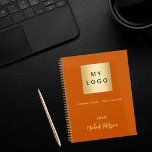 Business logo burnt orange elegant monogram 2024 planner<br><div class="desc">A trendy burnt orange coloured background.  Personalise and add your business,  company logo,  a text,  year and personal name.  Golden letters.  If you want it without text,  use your back-space key to delete.
Add your own website address on the back.</div>