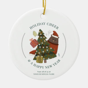 Business Logo Christmas Modern Corporate Festive Ceramic Tree Decoration