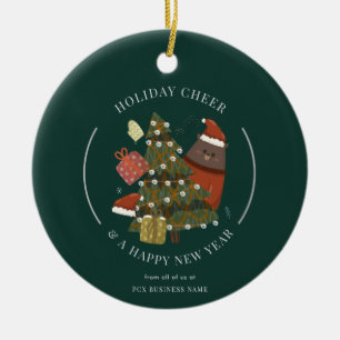 Business Logo Christmas Modern Whimsical Corporate Ceramic Tree Decoration