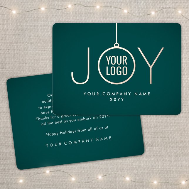Business Logo Christmas Ornament Teal Green JOY (Creator Uploaded)