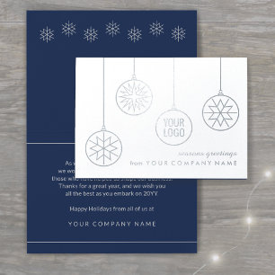 Business Logo Christmas Ornaments Modern Holiday Foil Card