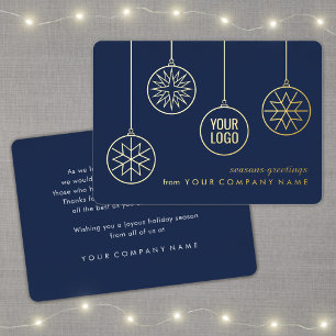 Business Logo Christmas Ornaments Navy Blue Modern