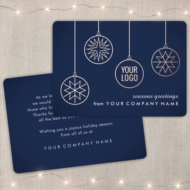 Business Logo Christmas Ornaments Navy Blue Simple (Creator Uploaded)