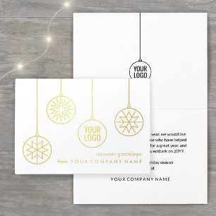 Business Logo Christmas Ornaments Simple Holiday Foil Card