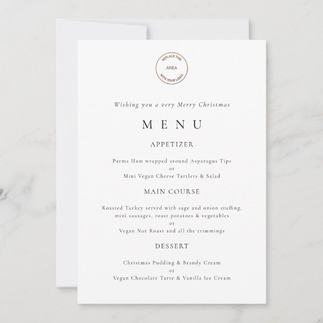Business Logo Christmas Party Menu Invitation (Front)