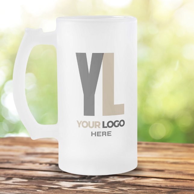 Business logo Clean minimal brand Company Frosted Glass Beer Mug (Creator Uploaded)
