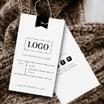 Business Logo Clothing Label Price Hang Tag<br><div class="desc">Modern minimalist design in black and white for personalised business logo price hang tag. Customise it for yourself! *These hang tags don't come with holes. The holes are simulated in the artwork.</div>