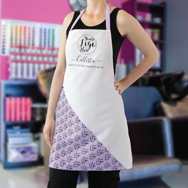 Business Logo Colour Block Pattern Name Title Apron (Creator Uploaded)