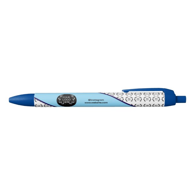 Business Logo Colour Block Pattern Name Title Blue Ink Pen (Top)