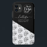 Business Logo Colour Block Pattern Name Title Case<br><div class="desc">This modern and simple business phone case is perfect for any hairstylist, makeup artist, nail tech, aesthetician, aesthetician, baker, cook, and many more professions. It features a place for your logo at the top, with your name and title on top of a black diagonal cute colour block with a pattern...</div>